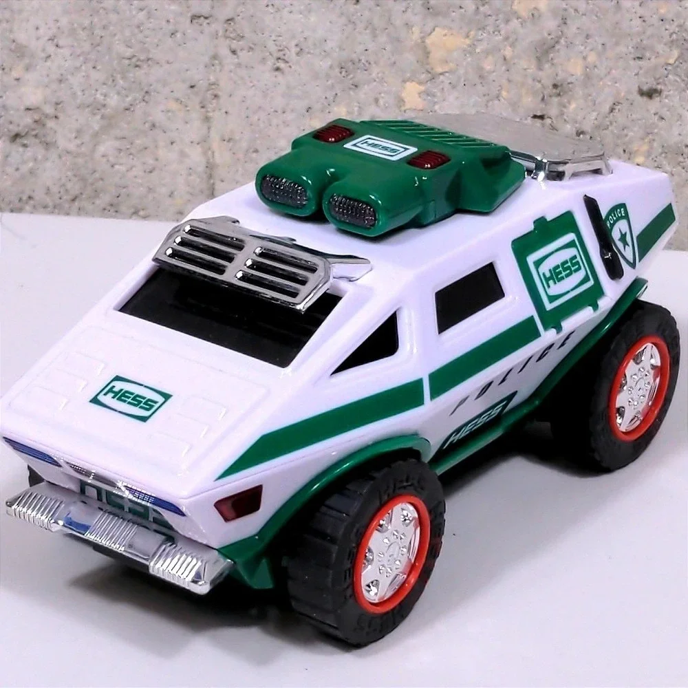 Hess 2023 Police Truck White Green Toy Vehicle Collectible Chrome Accents 5.5